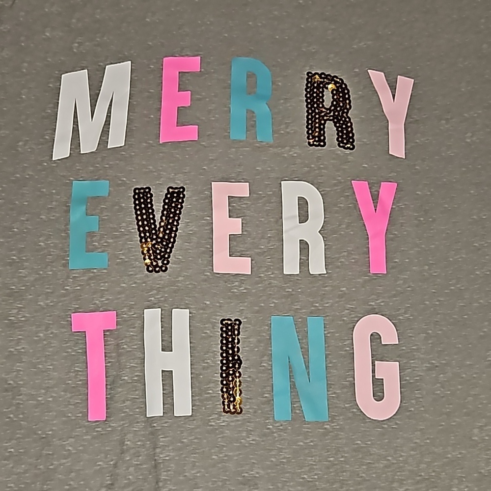 2 Juniors Shirts Pink Grey Colorful Merry Everything & Blue Red Sleigh All Day L - Picture 7 of 9